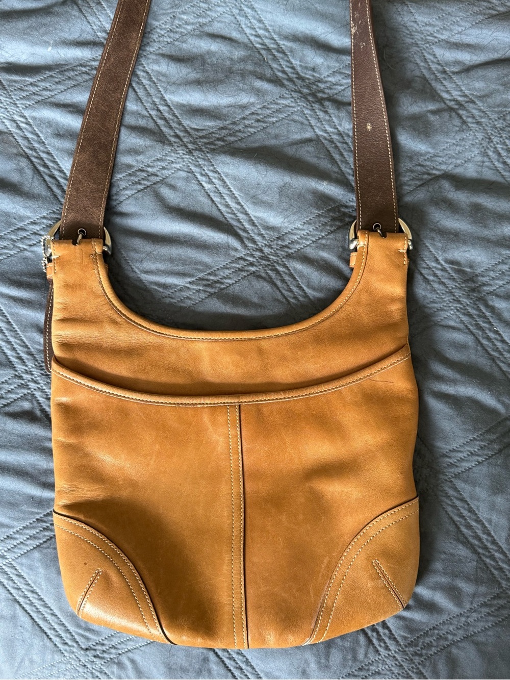 Vintage 79’s Coach Brown Leather Shoulder Bag with Dark Trim - Picture 4 of 6